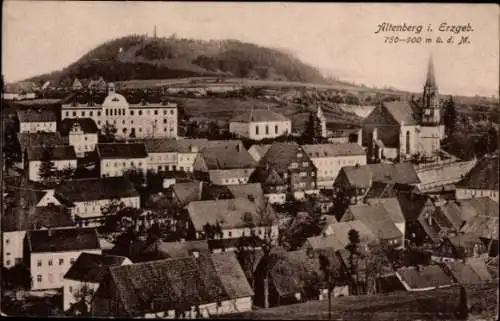 Ak Altenberg im Erzgebirge, Stadtansicht, Kirche, Berge,  Architektur, 