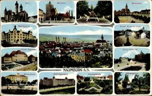 Ak Naumburg an der Saale, Vielzahl von Sehenswürdigkeiten, Ansicht von Naumburg A.S., Landkarte