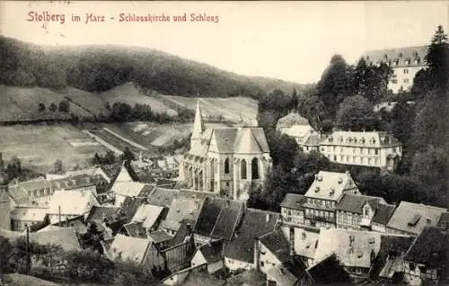 Ak Stolberg im Harz, Schlosskirche und Schloss