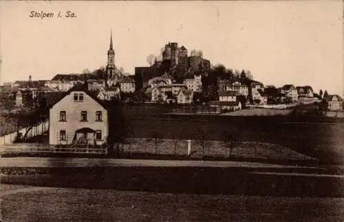 Ak Stolpen in Sachsen, Gesamtansicht, Schloss