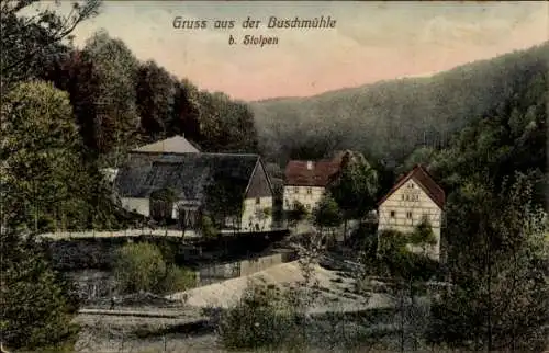 Ak Stolpen in Sachsen, Partie an der Buschmühle, P. Teuchert