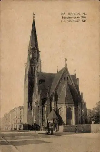 Ak Berlin Wedding Gesundbrunnen, Stephanuskirche, Soldiner Straße