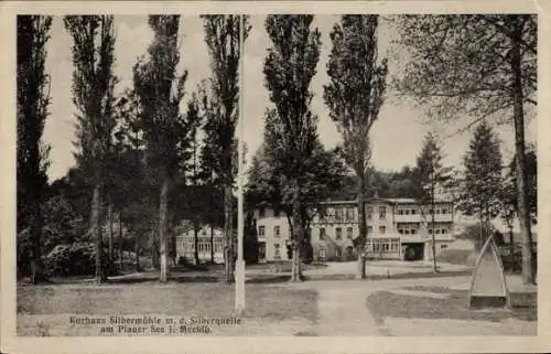 Ak Plau am See, Silbermühle, Kurhaus Silbermühle, Silberquelle, Bäume, Architektur