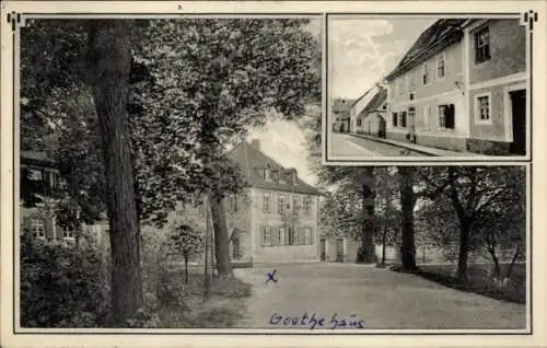 Ak Bad Lauchstädt Lauchstedt Saalekreis, Goethehaus,  Architektur, ländliche Umgebung, Bäume, Str