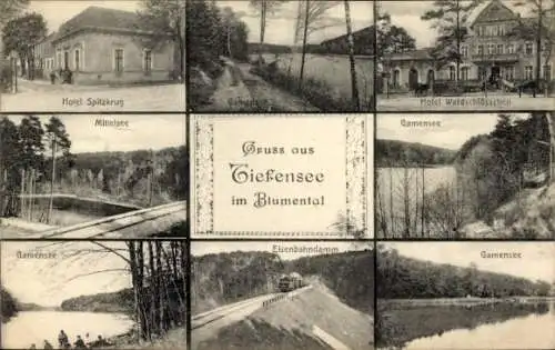 Ak Tiefensee Werneuchen in der Mark, Gamensee, Hotel Waldschlößchen, Mittelsee
