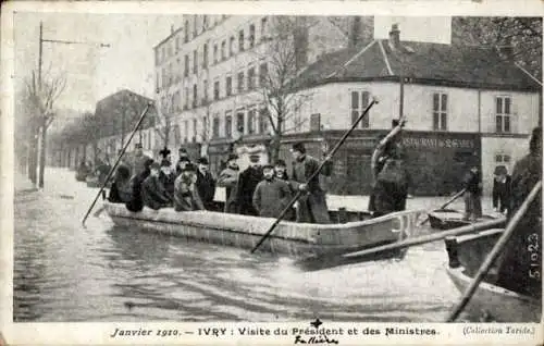 Ak Ivry sur Seine Val de Marne, Januar 1910, Besuch von Präsident Fallières und Ministern