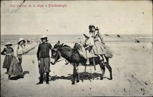 Ak Blankenberghe Blankenberge Westflandern, le plaisirs de la plage, Esel