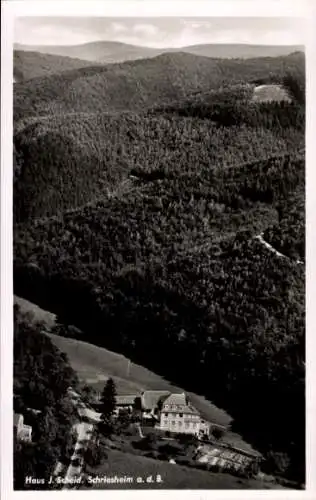 Ak Schriesheim an der Bergstraße, Haus J. Scheid, Fliegeraufnahme
