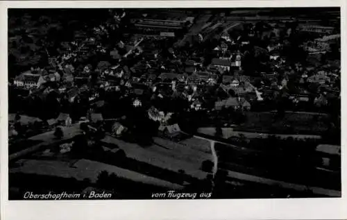 Ak Oberschopfheim Friesenheim in Baden, Fliegeraufnahme