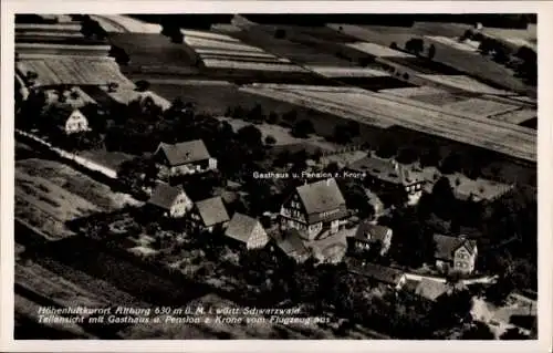 Ak Altburg Calw im Schwarzwald, Luftaufnahme Gasthaus u. Pension z. Krone, Höhenluftkurort Altbur
