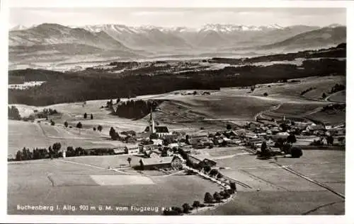 Ak Buchenberg Vöhl in Hessen, Landschaftsansicht, Kirche, Berglandschaft, Flugaufnahme