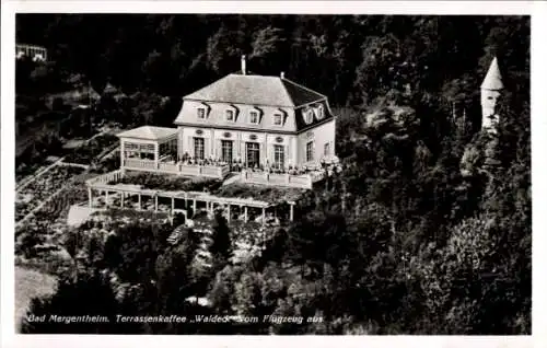 Ak Bad Mergentheim in Tauberfranken, Fliegeraufnahme, Terrassenkaffee Waldeck