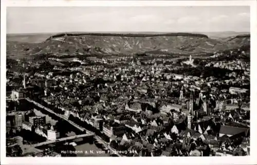 Ak Heilbronn am Neckar, Stadtansicht von Heilbronn, Flugaufnahme, Wartberg, schwarz-weiß