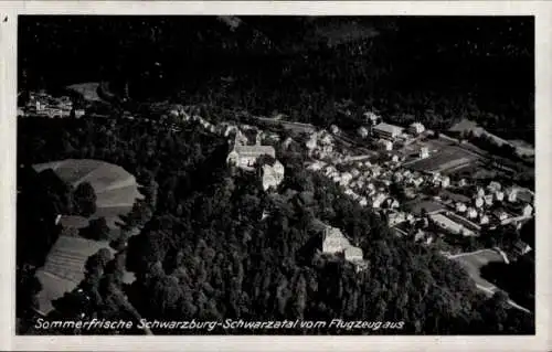 Ak Schwarzburg in Thüringen, Fliegeraufnahme, Schwarzatal