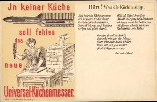 Lied Ak Reklame, Universal Küchenmesser, Hört was die Köchin singt, nach Uhland