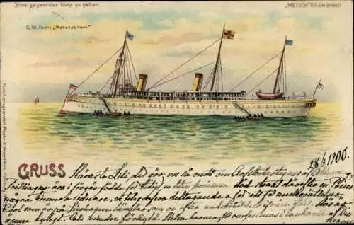 Halt gegen das Licht Litho Schiff, S.M. Yacht Hohenzollern