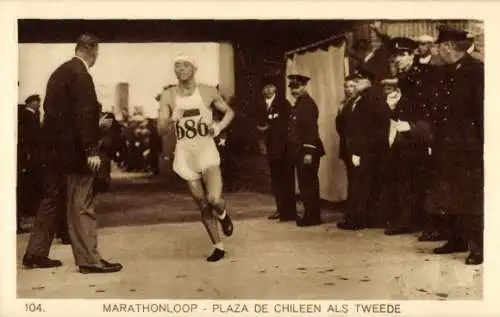 Ak Olympische Spelen 1928, Marathonloop, Plaza de Chileen als Tweede