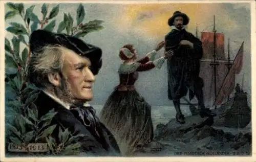Ak Komponist Richard Wagner, Szene aus Der fliegender Holländer