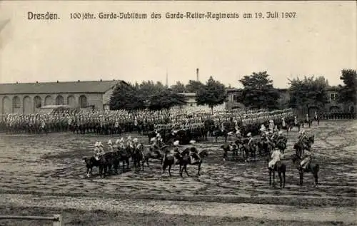 Ak Dresden, 100 jähr. Garde-Jubiläum des Garde-Reiter-Regiments 19. Juli 1907