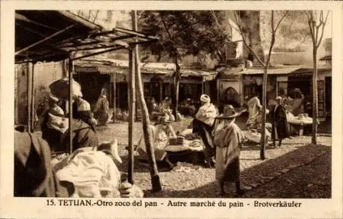 Ak Tetuan Tétouan Marokko, Brotverkäufer, Marktstände