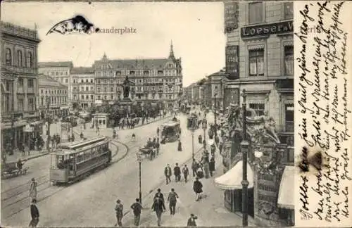 Ak Berlin Mitte, Alexanderplatz, Straßenbahn