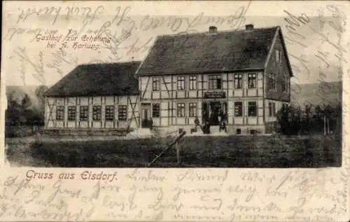 Ak Eisdorf Kittlitz Lübbenau im Spreewald, Gasthof zur Erholung, Traditionelles Fachwerkhaus, Gru