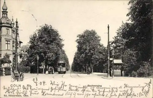 Ak Köln am Rhein, Partie am Sachsenring, Straßenbahn, Stadtansicht