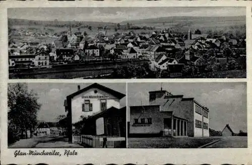 Ak Glan Münchweiler in der Pfalz, Panorama, Teilansichten, Bahnhof