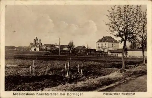 Ak Dormagen am Niederrhein, Missionshaus Knechtsteden, Restauration Klosterhof, ländliche Umgebun