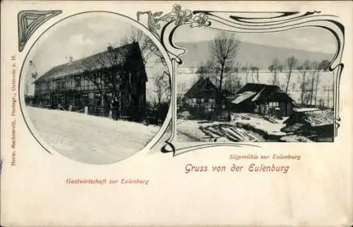 Ak Eulenburg Seesen am Harz, Gastwirtschaft zur Eulenburg, Sägemühle
