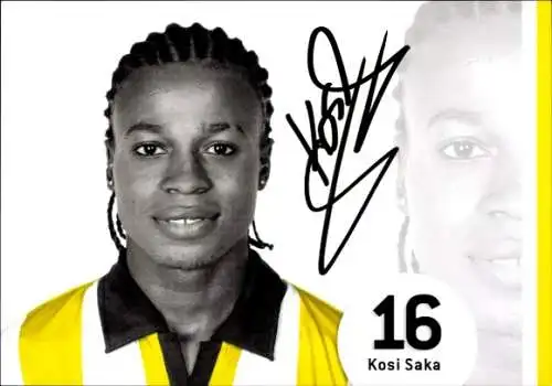 Autogrammkarte BVB 09, Kosi Saka, Portrait, Autogramm