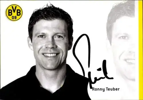 Autogrammkarte Co Trainer Ronny Teuber, BVB 09, Borrussia Dortmund, Autogramm