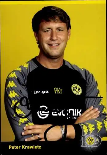 Autogrammkarte Assistenz Trainer Peter Krawietz, BVB 09, Borrussia Dortmund, Autogramm