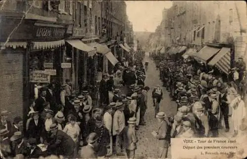 Ak Tour de France 1906, Start der Fahrer in Vire
