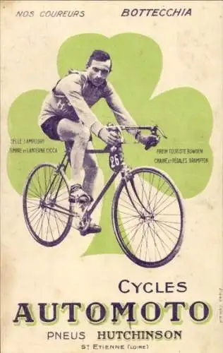 Ak Radrennfahrer Bottecchia, Fahrrad Automoto, Reifen Hutchinson