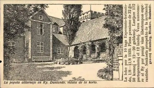 Ak Ry Dänemark, Volkshochschule, Innenhof