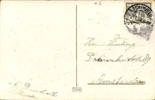 Präge Ak Glückwunsch Neujahr, Wohnhaus, Winter, Schnee, Tannenbäume