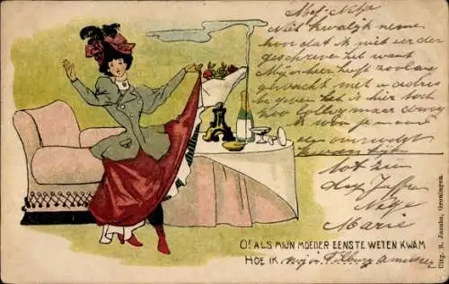 Litho Junge Frau, wenn meine Mutter nur wüsste, wie ich..