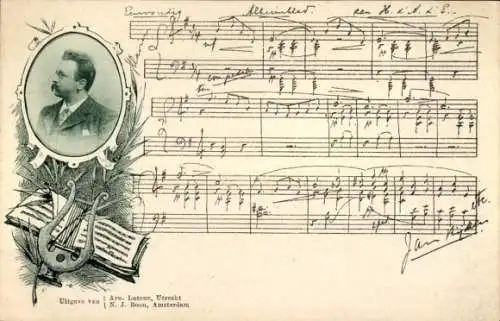 Lied Ak Noten, Musikwerk, Mann-Porträt, Komponist