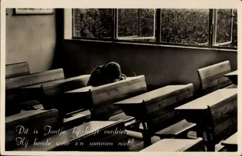Ak Klassenzimmer, Das ist Jantje, er ist traurig, er konnte wieder nicht rechnen