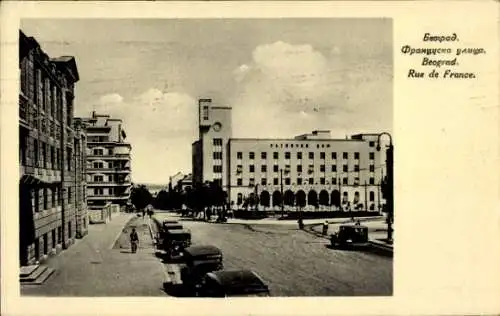 Ak Beograd Belgrad Serbien, Postkarte mit Blick auf die Francuska ulica, Patronke Hotel, histo...