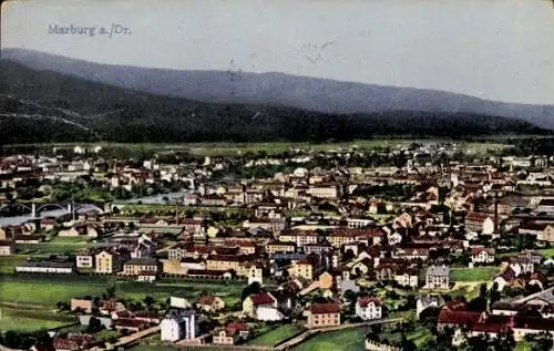 Ak Marburg an der Lahn, Luftaufnahme von Marburg, ländliche Umgebung, Häuser, Flüsse