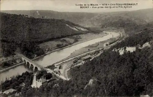 Ak Bogny sur Meuse Ardennes, Panorama, Vue prise des Quatre Fils Aymon