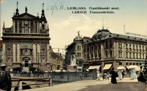 Ak Ljubljana Laibach Slowenien, Frančiškanski most, Franzensbrücke, Architektur, historische S...