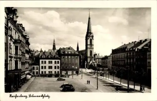 Ak Reichenberg Tschechien, Bismarckplatz mit Erzdekanalkirche