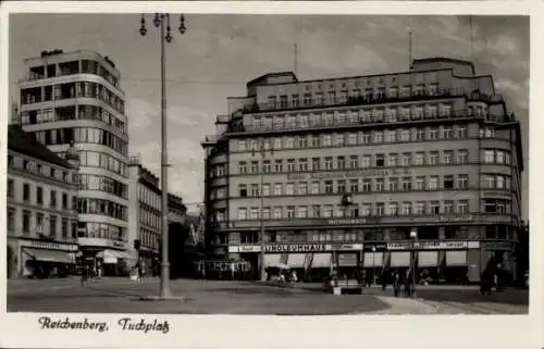 Ak Liberec Reichenberg in Böhmen, Tuchplatz, Geschäfte
