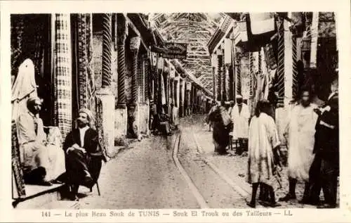 Ak Tunis Tunesien, Souk El Trouk ou des Tailleurs, Markt