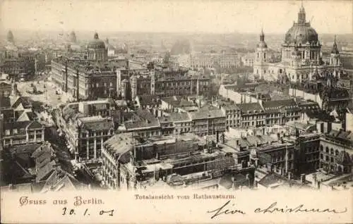 Ak Berlin, Gesamtansicht, Rathausturm