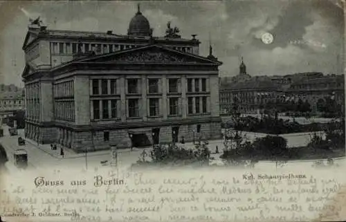 Mondschein Ak Berlin Mitte, Königliches Schauspielhaus