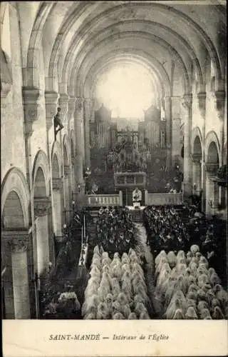 Ak Saint Mandé Val de Marne, Kirche, Innenansicht